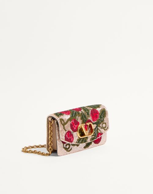 Valentino Garavani - Valentino Garavani Vain Embroidered Shoulder Clutch With Cherryfic Pattern - Beige/multicolour - Woman - Shoulder Bags